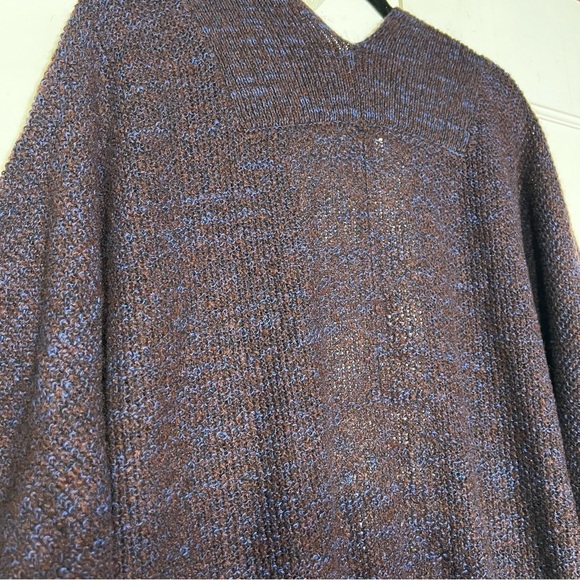 Lucky Brand Crochet Poncho Cardigan Maroon and Blue Size XS/S Wool Open Front - Picture 9 of 12